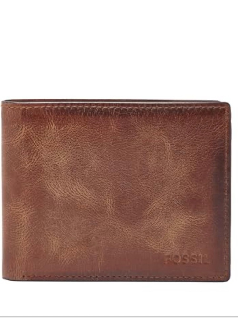 Fossil Derrick RFID Flip ID Bi-Fold Leather Wallet - Brown New